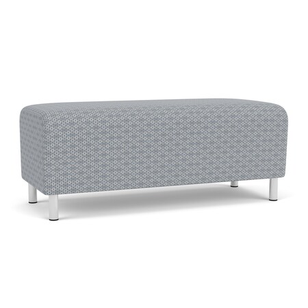 Lesro Siena Lounge Reception Loveseat Bench, Brushed Steel, RS Fog Upholstery SN6001